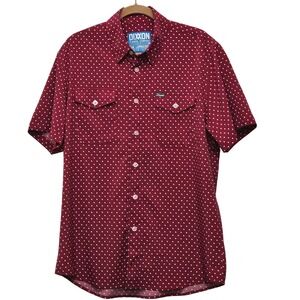 DIXON The Lumbergh Limited Edition Red White Polka Dot Button Up Shirt Men's L‎